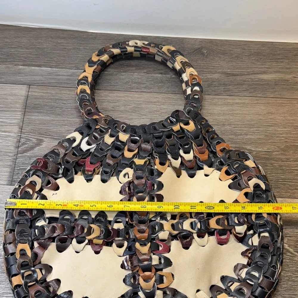 Handcrafted Multicolor leather Woven Bag